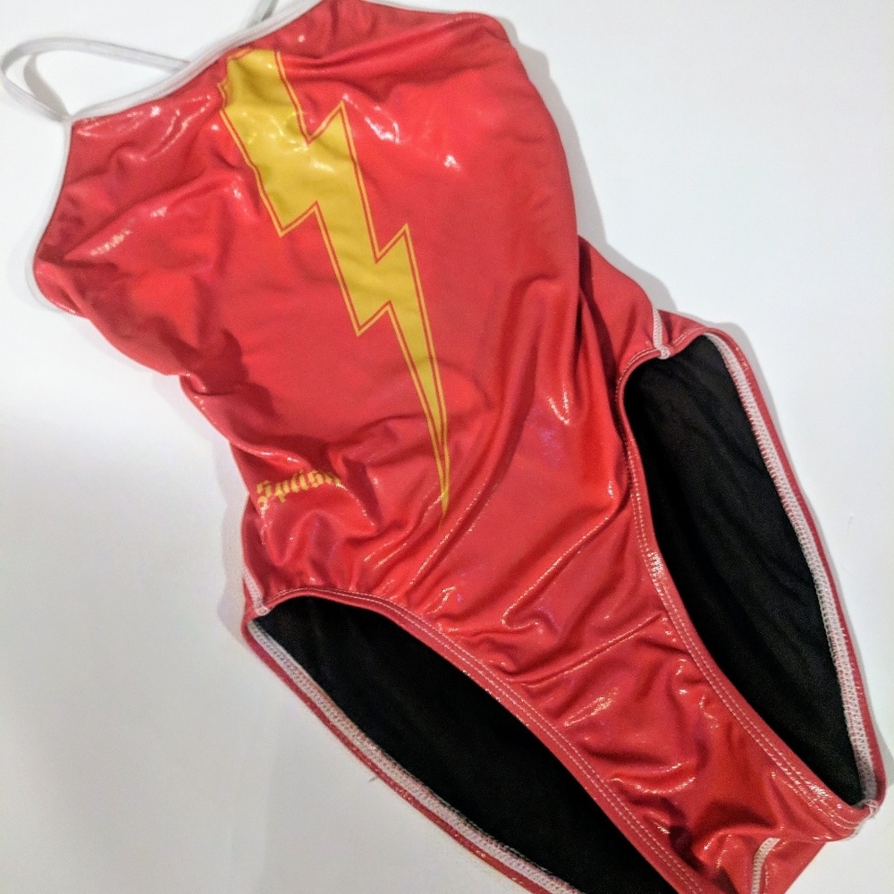 Solish Lightning Bolt Shiny Bathing Suit Size 32